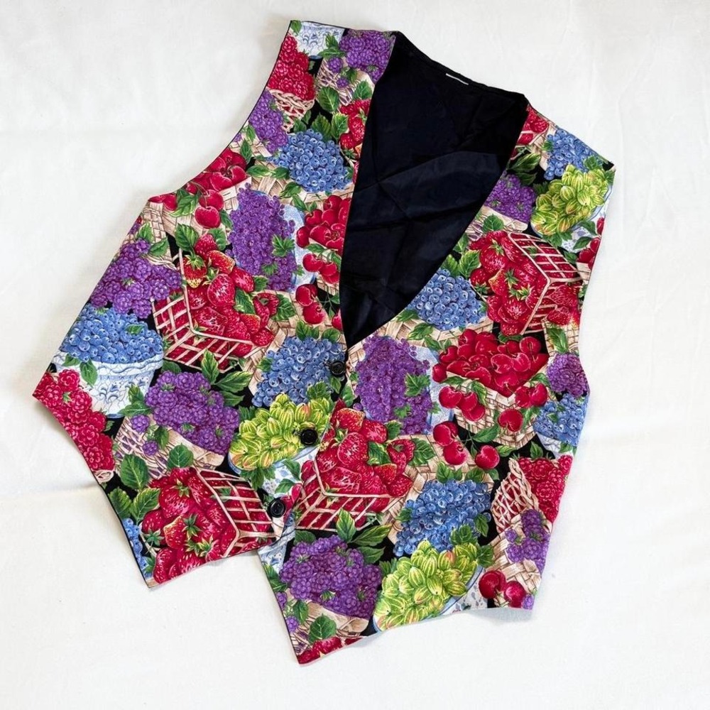 90s fruit print tailored vest